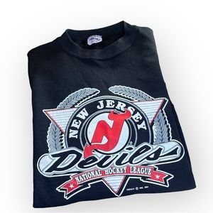 Vintage 1991 NHL New Jersey Devils Hockey Script Crewneck Sweatshirt Sz. XL